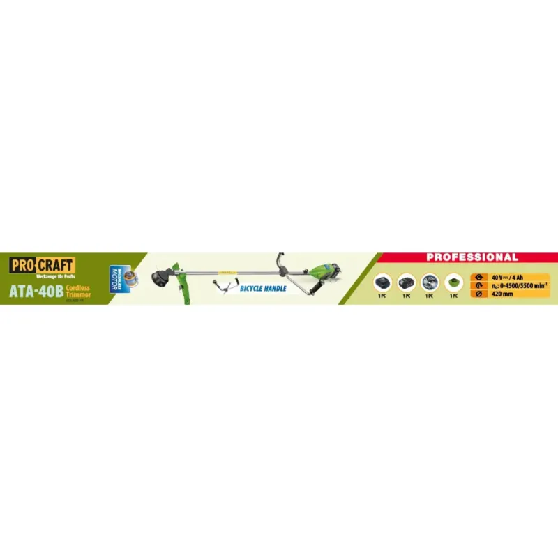 Акумуляторний триммер Procraft ATA40B (1 АКБ та ЗП) велосипедна ручка - фото 2