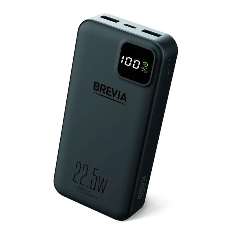 Павербанк Brevia 45220PB 20000 мА·год 22,5 Вт, LCD, чорний - фото 1 Павербанк Brevia 45220PB 20000 мА·год 22,5 Вт, LCD, чорний - фото 1