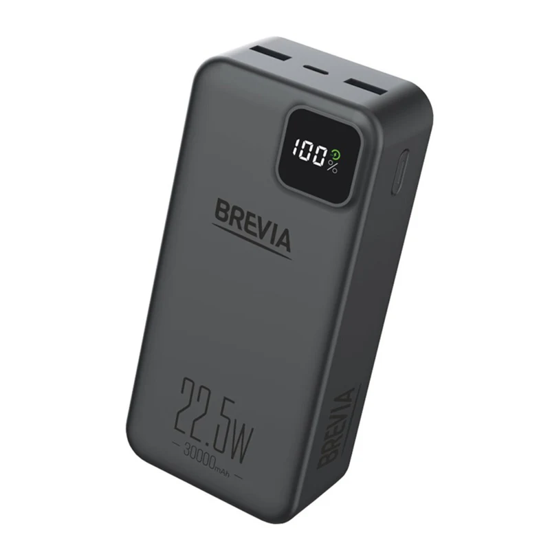 Павербанк Brevia 45320PB 30000 мА·год 22,5 Вт, LCD, чорний - фото 1 Павербанк Brevia 45320PB 30000 мА·год 22,5 Вт, LCD, чорний - фото 1