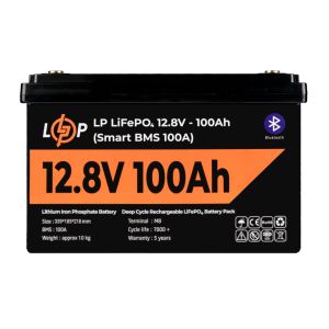 Акумулятор LP LiFePO4 12V (12,8V) - 100 Ah (1280Wh) (Smart BMS 100А) з BT пластик