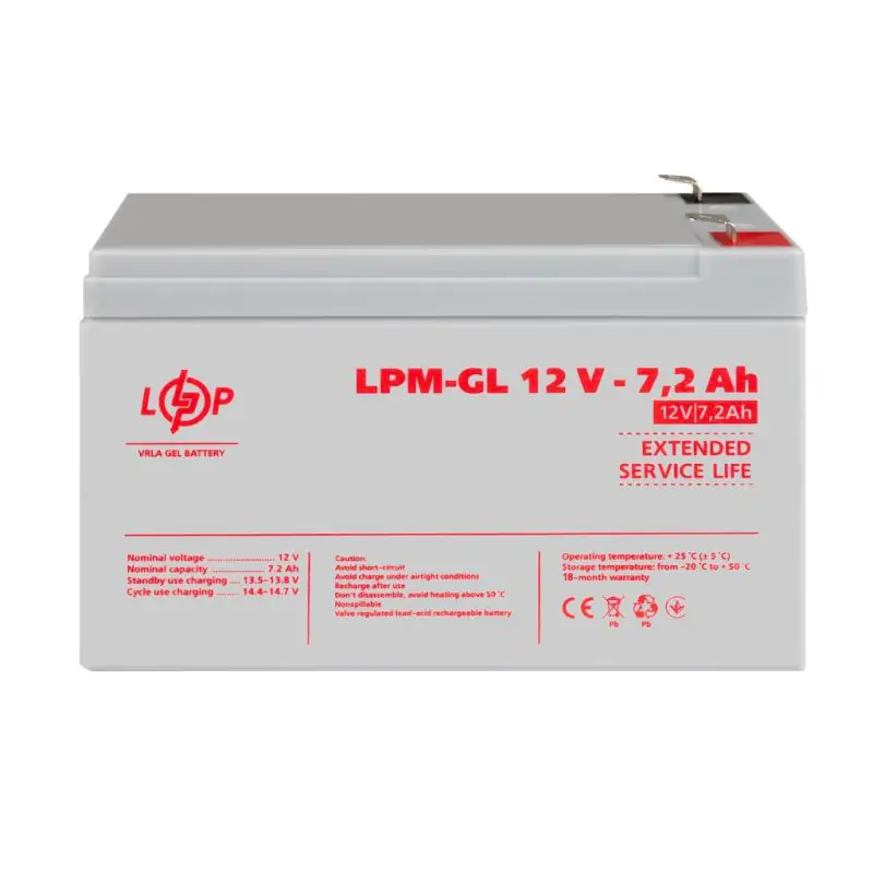 Аккумулятор гелевой LPM-GL 12V - 7.2 Ah - фото 2