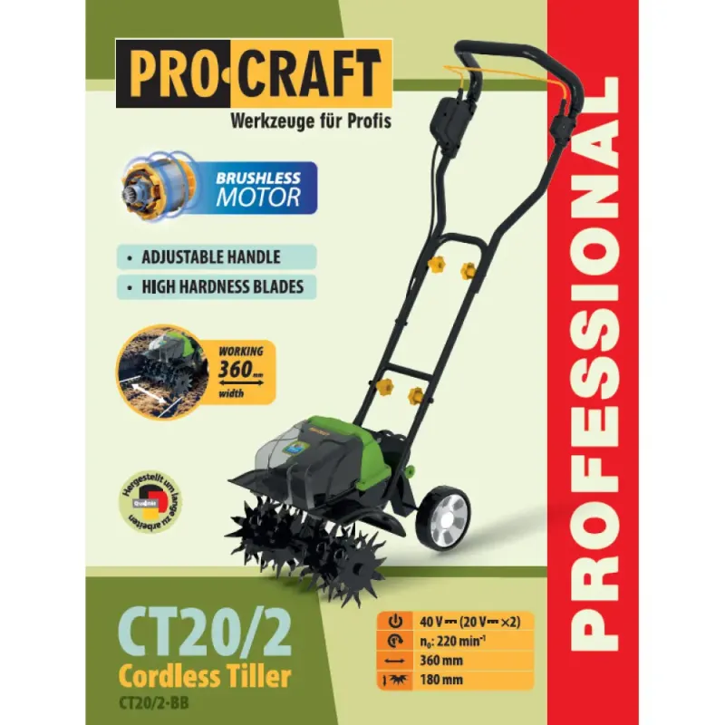 Акумуляторний культиватор Procraft CT20/2 (без АКБ) - фото 2