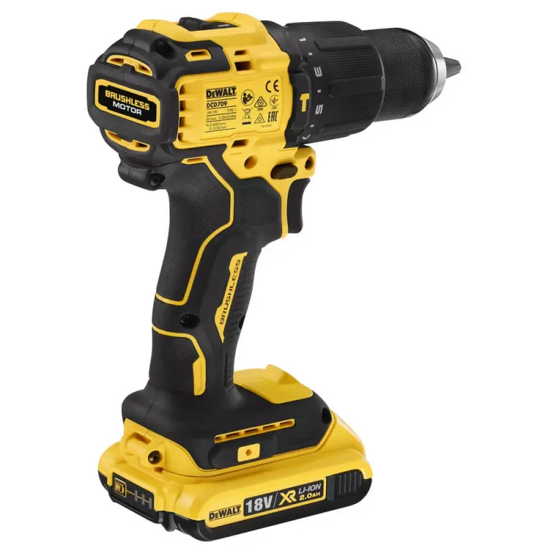 Дрель-шуруповерт аккумуляторная бесщёточная ударная DeWALT DCD709D2T - фото 5