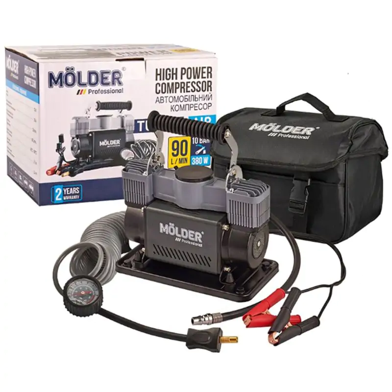 Автомобильный компрессор Molder Turbo Air 12В 10Атм 90л/мин с зажимами АКБ - фото 8