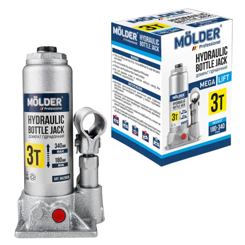 Домкрат гидравлический бутылочный Molder 3т 180-340мм - фото 2