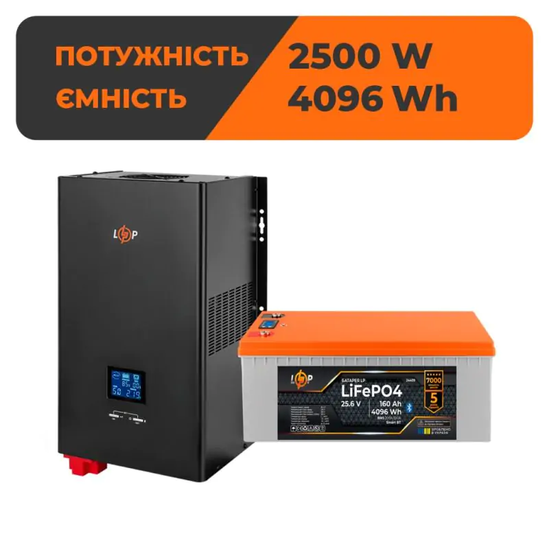 Комплект резервного питания LP(LogicPower) ИБП + литиевая (LiFePO4) батарея (UPS W3600 + АКБ LiFePO4 4096W) - фото 2