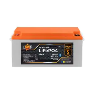 Товар Аккумулятор LP LiFePO4 25,6V - 100 Ah (2560Wh) (BMS 80А/50) пластик Smart BT