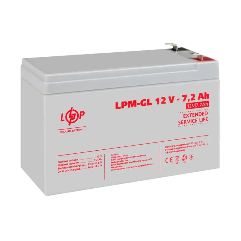 Аккумулятор гелевой LPM-GL 12V - 7.2 Ah - фото 4