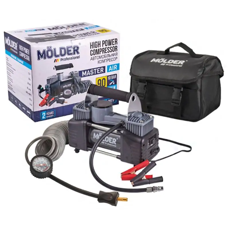 Автомобильный компрессор Molder Master Air 12В 10Атм 90л/мин с зажимами АКБ - фото 8