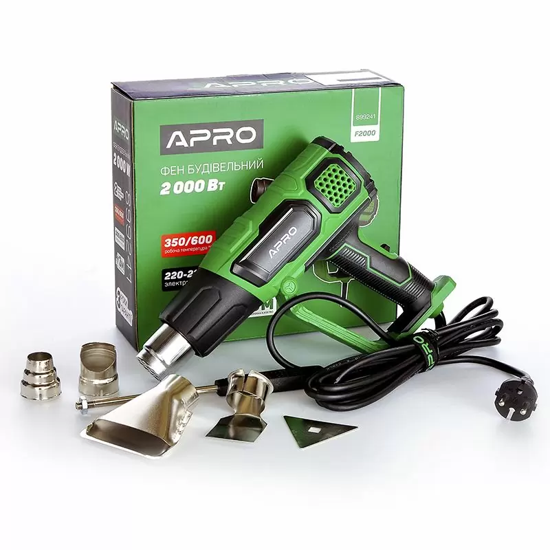 Строительный фен APRO F2000 (2000 Вт, 350/600°C) - фото 2
