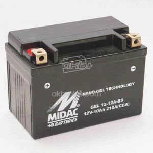 Акумулятор 10AH-12V GEL 12-12A-BS MIDAC MOTO (150Х87Х106), L, EN210, ГЕЛІВИЙ
