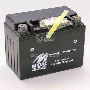Акумулятор 5AH-12V GEL 12-4L-B MIDAC MOTO (120Х71Х91), R, EN70, ГЕЛІВИЙ