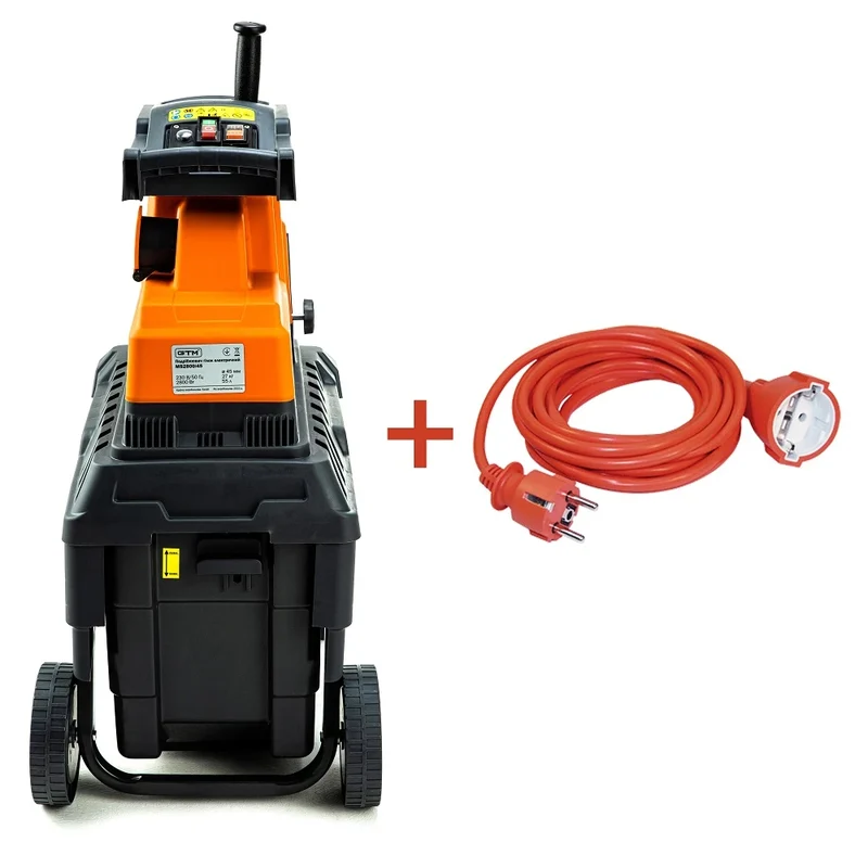 Садовый измельчитель GTM MS2800/45 KIT, фреза, 2800 Вт, ветки до 45 мм + удлинитель 10 м - фото 3