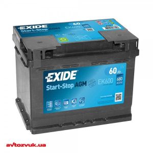 Автомобільний акумулятор Exide 6СТ-60 Start-Stop AGM EK600