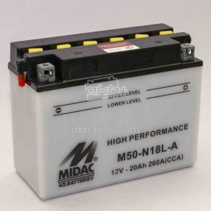 Акумулятор 20AH-12V M50-N18L-A MIDAC MOTO (205Х90Х162), R, EN260