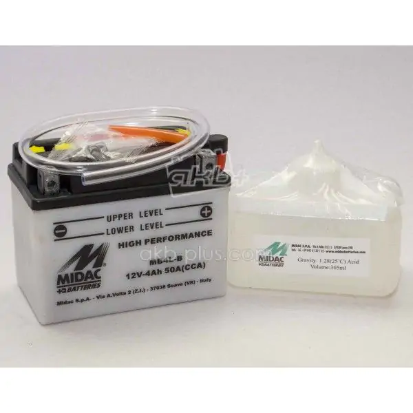 Аккумулятор 4AH-12V MB4L-B (YB4L-B) MIDAC MOTO (120Х70Х92), R, EN50 - фото 4