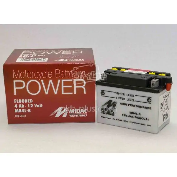 Аккумулятор 4AH-12V MB4L-B (YB4L-B) MIDAC MOTO (120Х70Х92), R, EN50 - фото 2