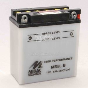 Акумулятор 5AH-12V MB5L-B (YB5L-B) MIDAC MOTO (120Х60Х130), R, EN55