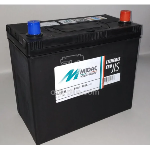 Акумулятор 6СТ-55A MIDAC ITINERIS EFB-STOP & START ASIA, 12V, 55AH (-/+), EN460А - фото 1 Акумулятор 6СТ-55A MIDAC ITINERIS EFB-STOP & START ASIA, 12V, 55AH (-/+), EN460А - фото 1