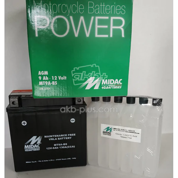 Аккумулятор 9AH-12V MT9A-BS (MT9A-BS) MIDAC MOTO (135Х76Х138), L, EN130 - фото 2