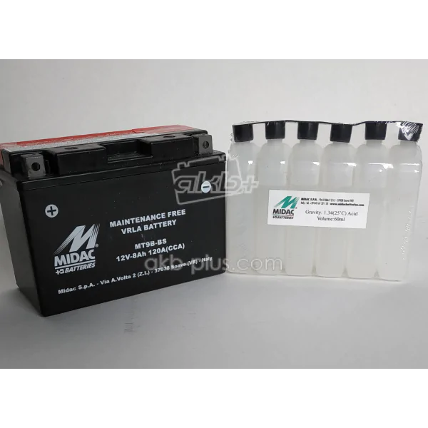 Аккумулятор 8AH-12V MT9B-BS (MT9B-BS) MIDAC MOTO (150Х69Х105), L, EN120 - фото 2