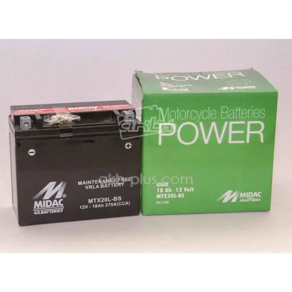Аккумулятор 18AH-12V MTX20L-BS (YTX20L-BS) MIDAC MOTO (175Х87Х155), R, EN270 - фото 2