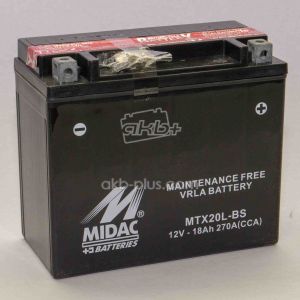 Акумулятор 18AH-12V MTX20L-BS (YTX20L-BS) MIDAC MOTO (175Х87Х155), R, EN270