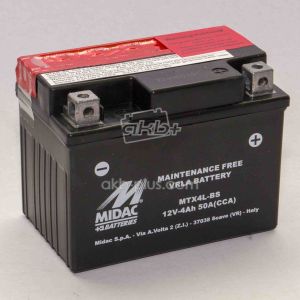 Акумулятор 4AH-12V MTX4L-BS (YTX4L-BS) MIDAC MOTO (113Х70Х86), R, EN50