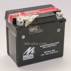 Акумулятор 5AH-12V MTX5L-BS (YTX5L-BS) MIDAC MOTO (113Х70Х105), R, EN70