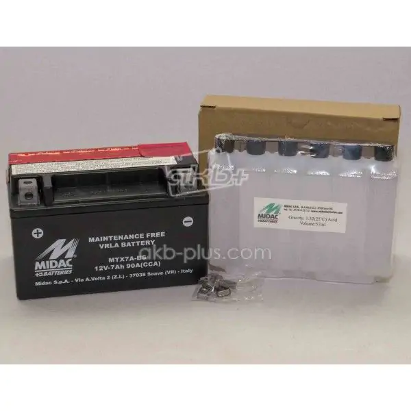 Аккумулятор 7AH-12V MTX7A-BS (YTX7A-BS) MIDAC MOTO (150Х87Х93), L, EN90 - фото 3