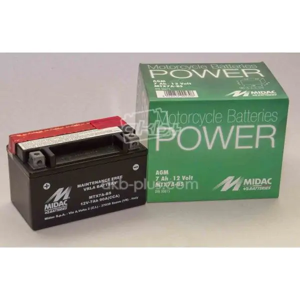 Аккумулятор 7AH-12V MTX7A-BS (YTX7A-BS) MIDAC MOTO (150Х87Х93), L, EN90 - фото 2