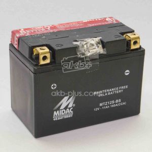 Акумулятор 11AH-12V MTZ12S-BS (YTZ12-BS) MIDAC MOTO (150Х87Х110), L, EN160