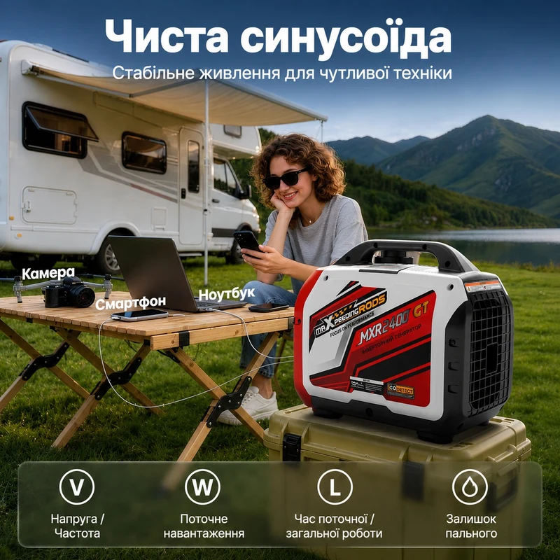 Инверторный генератор MaXpeedingRods MXR2400GT 2 кВт с Bluetooth - фото 10 Инверторный генератор MaXpeedingRods MXR2400GT 2 кВт с Bluetooth - фото 10
