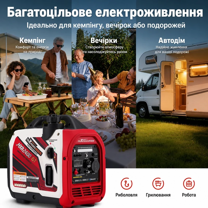 Инверторный генератор MaXpeedingRods MXR2400GT 2 кВт с Bluetooth - фото 6 Инверторный генератор MaXpeedingRods MXR2400GT 2 кВт с Bluetooth - фото 6