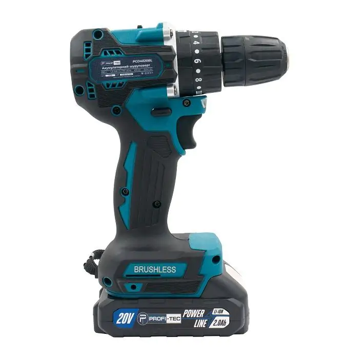 Аккумуляторный шуруповерт PROFI-TEC PCD4020BL POWERLine (2*PT2020MP (2.0 Ач), зарядное устройство) - фото 5