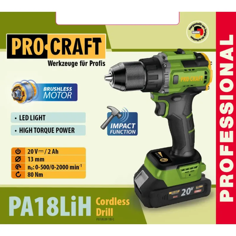 Шуруповерт Procraft PA18LiH з ударом (1 акб і зу) - фото 2