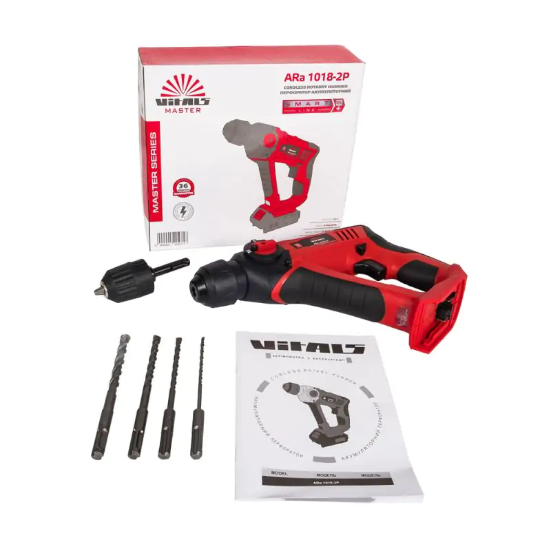 Перфоратор акумуляторний Vitals Master ARa 1018-2P SmartLine (18В, 0.9 Дж, SDS-Plus, Каркас) - фото 2