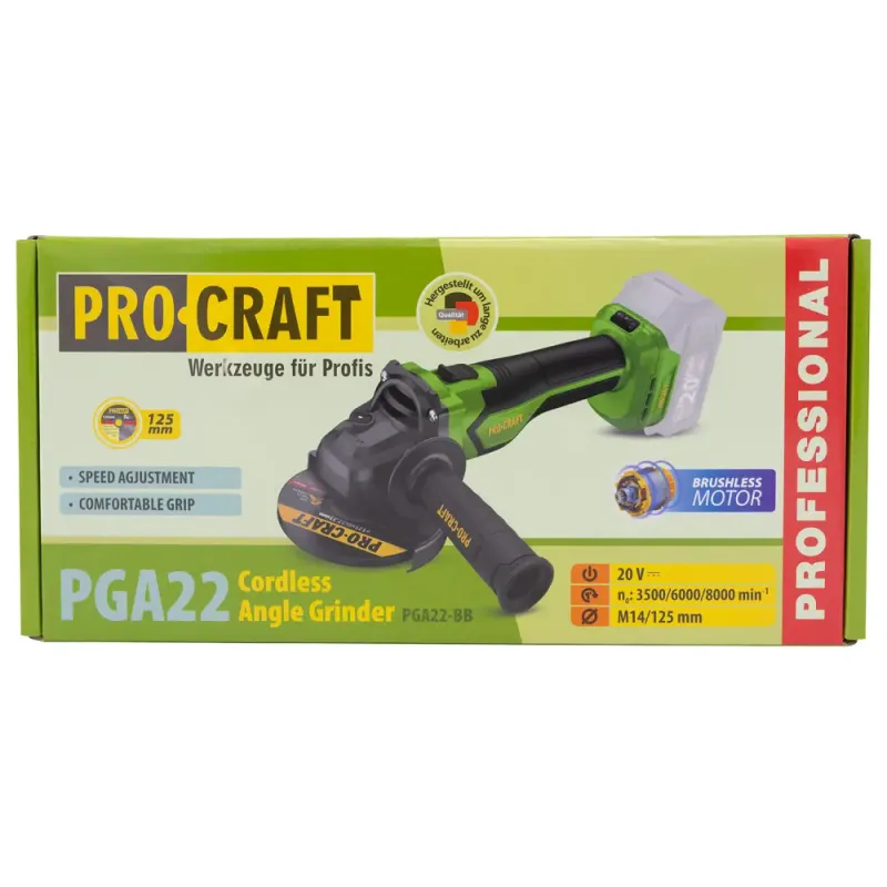 Аккумуляторная болгарка Procraft PGA22 (без акб и зу) - фото 15