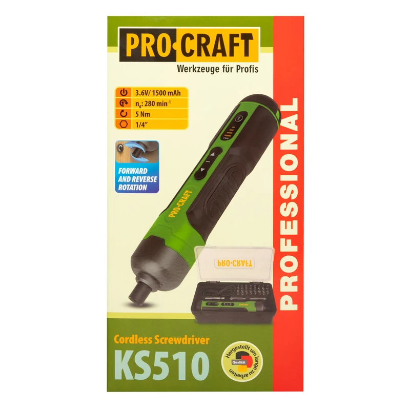 Аккумуляторная отвёртка Procraft KS510 3,6 В, 1,5 Ач, набор бит и кейс - фото 10 Аккумуляторная отвёртка Procraft KS510 3,6 В, 1,5 Ач, набор бит и кейс - фото 10