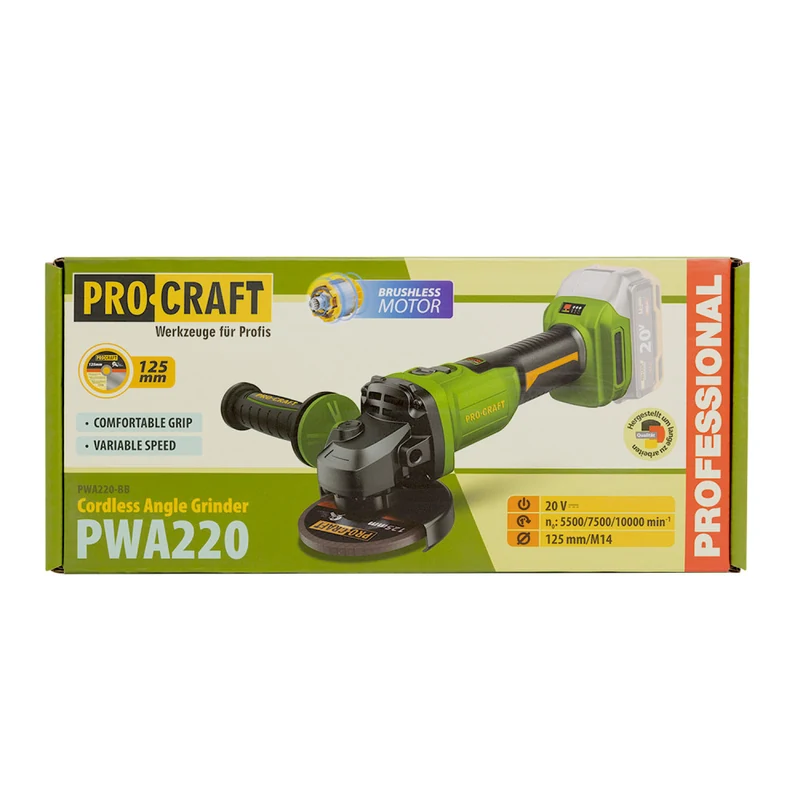 Аккумуляторная болгарка Procraft PWA220 20 В, 125 мм (без АКБ и зарядки) - фото 11 Аккумуляторная болгарка Procraft PWA220 20 В, 125 мм (без АКБ и зарядки) - фото 11