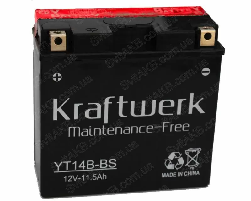Мото аккумулятор Kraftwerk 6СТ-12 YT14B-BS - фото 1 Мото аккумулятор Kraftwerk 6СТ-12 YT14B-BS - фото 1