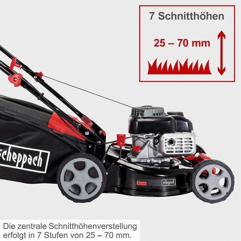 Газонокосарка бензинова Scheppach MP135-42, 3 к.с., 42 см, травозбірник 55 л - фото 5 Газонокосарка бензинова Scheppach MP135-42, 3 к.с., 42 см, травозбірник 55 л - фото 5