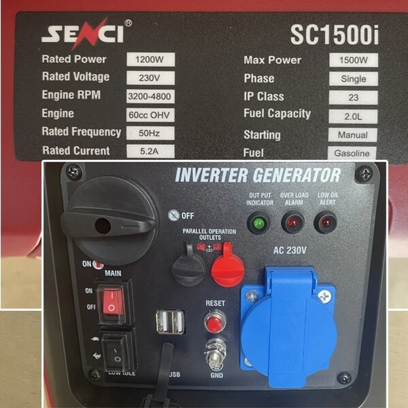 Инверторный бензиновый генератор SENCI SC1500i 1,2/1,5 кВт - фото 7