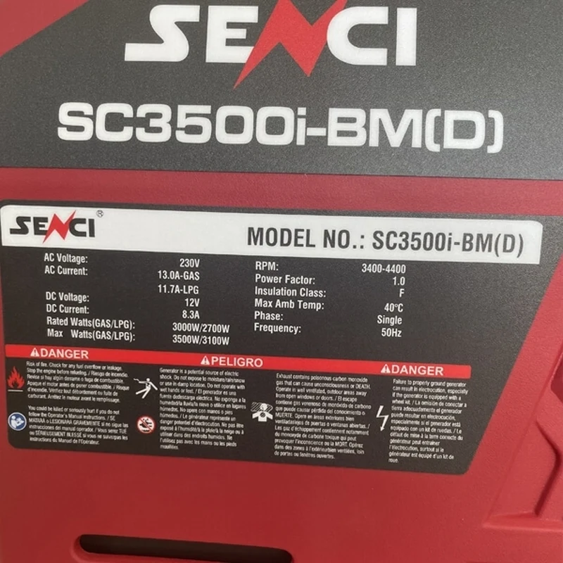 Инверторный двухтопливный генератор SENCI SC3500i-BM(D) 3,0/3,5 кВт, газ/бензин - фото 9