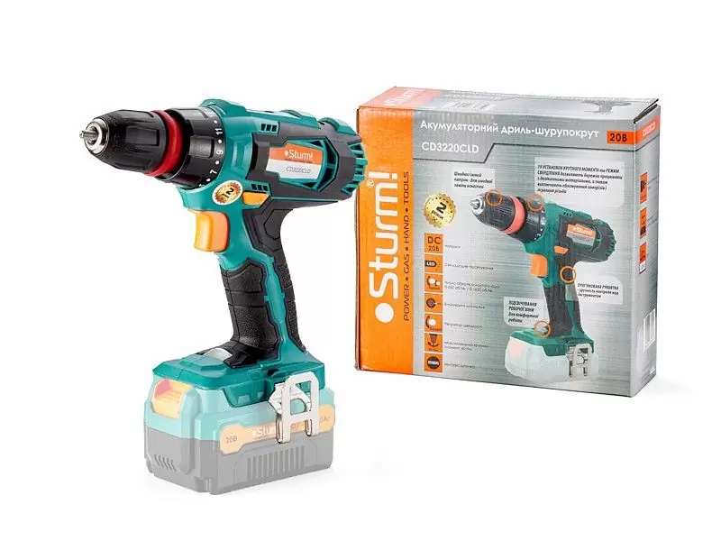 Аккумуляторный шуруповерт Sturm CD3220CLD - фото 1 Аккумуляторный шуруповерт Sturm CD3220CLD - фото 1