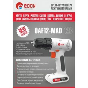 Дриль-шурупокрут акумуляторна Edon OAF-12 MAD (12В)