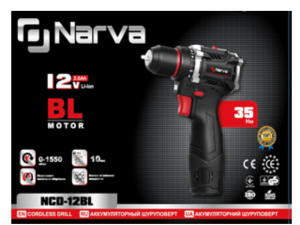 Дриль-шурупокрут акумуляторна безщіткова NARVA NCD-12BL (12В, 35 Нм)