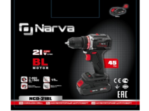 Дриль-шурупокрут акумуляторна безщіткова NARVA NCD-21BL (21В, 45 Нм)