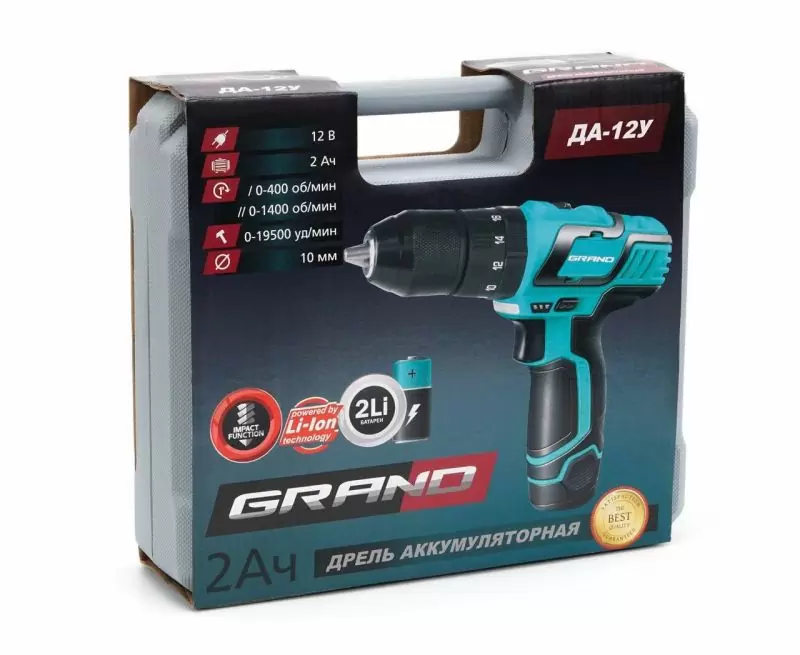Шуруповерт акумуляторний ударний Grand ДА-12У - фото 2