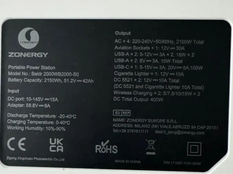 Зарядная станция Zonergy Baldr 2000WB2000-S0 - фото 6